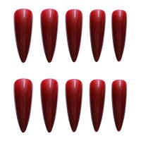 Rojo vino falso puntiagudo, color llamativo, uñas artificiales de moda para uso diario - details 3