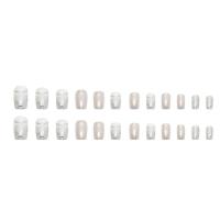Juego de 24 puntas de uñas, uñas postizas rectangulares plateadas DIY de Francia - details 1