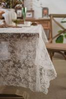 Ense blanco con sábanas, mesa vintage, baby shower bordado de granja, boda, mantel de pestañas para fiesta de cumpleaños - details 2