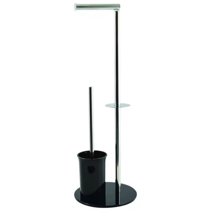 Escobillero y Portarrollos para Baño de Acero Inoxidable y Vidrio, 22x66 cm - 1