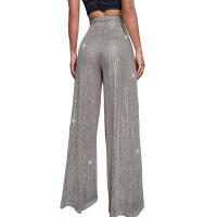 Moda femenina New -End Color sólido Pierna ancha con lentejuelas drapeadas Pantalones casuales para mujer - details 21