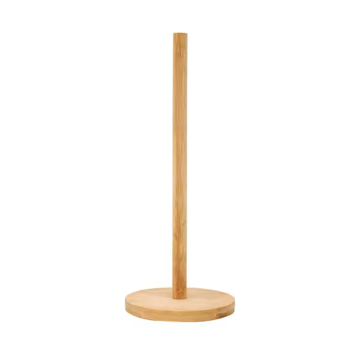 Base antideslizante, soporte para papel de cocina en rollo de madera, soporte de papel desechable Simple estable, soporte de pañuelos Vertical reutilizable para sala de estar - 1