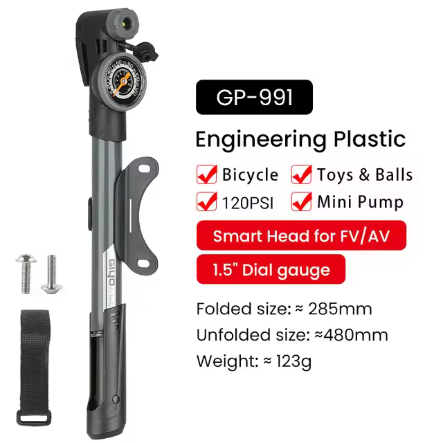 Inflador de neumáticos portátil para bicicleta, bomba de aire de mano para ciclismo, válvula inteligente Schrader Presta, 120PSI - 1