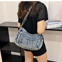 Bolso bandolera de mezclilla retro para mujer, bolso de lona vintage con cremallera de alta capacidad, ropa casual - details 12