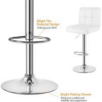 Taburete de Bar Juego de 2, Taburetes Altos de Cocina, Silla de Bar de Cuero Sintético Regulable en Altura con Respaldo y Reposapiés, Giratorio en 360 ° , para Cocina, Mostrador, Bar, Blanco - details 4