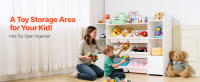 SucceBuy Organizador de juguetes y estantería para niños de 4 niveles con 8 contenedores de almacenamiento, color blanco - details 0