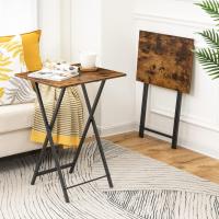 Mesa Auxiliar Plegable de 2, Mesa Lateral para Sofá, Escritorio Pequeño para Portátil, Mesa de TV Plegable pequeña, Estructura de Almacenamiento Fácil, Marrón Rústico y Negro EBF25BZ01 - details 1