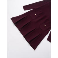 Bury Hem-Vestidos cortos plisados ​​de punto para mujer, minivestido de manga larga con cuello redondo y bolsillos, Otoño e Invierno - details 3