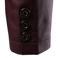Chaqueta de Cuero PU Delgada para Hombres 2025 Estilo Casual con Mangas Largas y Abotonaduras - details 12