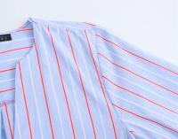 OUWU- Blusas A Rayas Con Cordones Para Mujer, Top Elegante Con Cuello En V Y Manga Larga Con Lazo, Camisa Holgada De Calle Dulce, Novedad De Primavera Y Verano 2025 - details 5