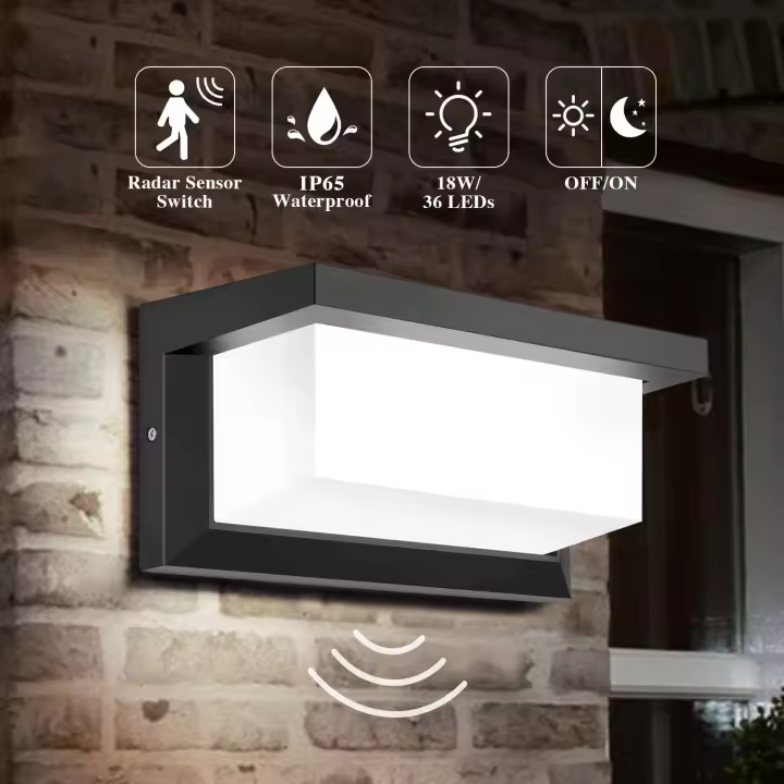 Aplique LED de exterior con sensor de movimiento,Iluminación exterior Luz cuadrada resistente al agua - 1