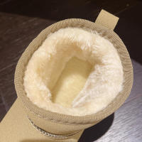 Zapatos informales cálidos de nieve de felpa corta para mujer, botas de gamuza con parte inferior plana, invierno, 2023 - details 15