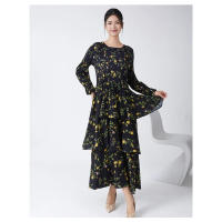 2025 Vestido de Primavera Otoño de Alta Calidad Floral Retro Manga Larga Linternas con Volantes Vestido Casual de Trabajo Talla - details 5