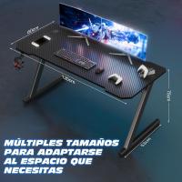 Mesa de Juegos Gaming Ergonómica 120 x 60 cm Diseño en Forma de Z Fibra de Carbono - details 2