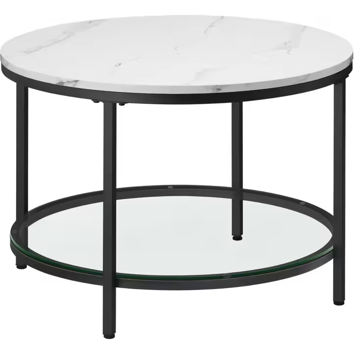 Mesa de Mesa Redonda de Mármol de Imitación Estilo Moderno Fácil Montaje - 1