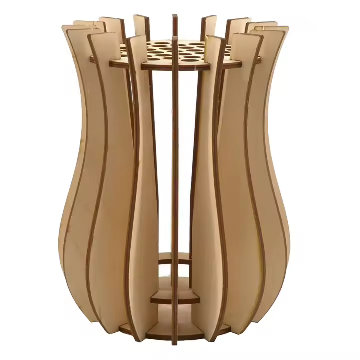 Florero, florero de rompecabezas de madera, soporte de exhibición de juego de bloques de construcción de ramo falso, regalo para amantes de las flores - 1
