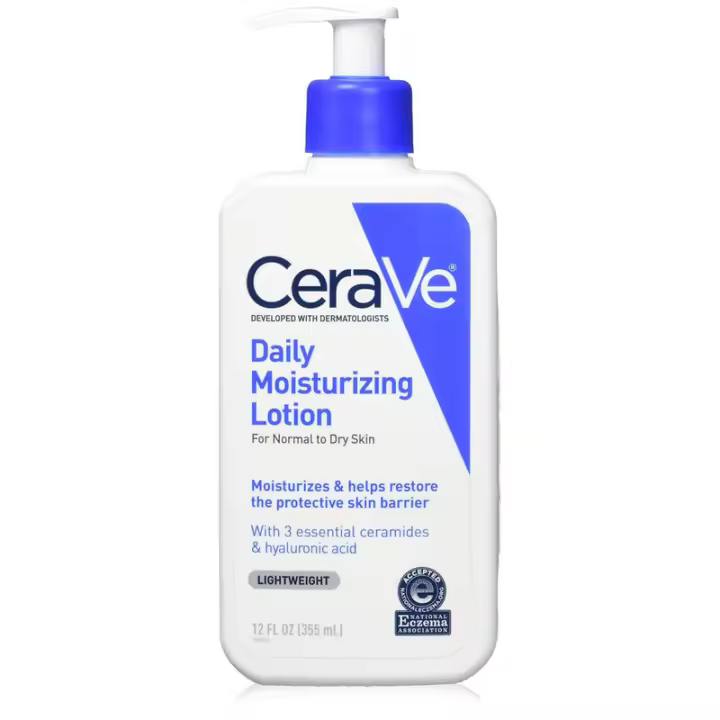 CeraVe Daily loción hidratante para rostro y cuerpo para pieles secas con ácido hialurónico |   sin fragancia, 12 fl oz - 1