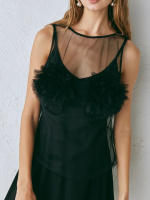 Camisetas sin mangas sexis de verano para mujer, camisa informal de malla transparente con pecho de flores, chaleco básico, ropa estética Y2K - details 4