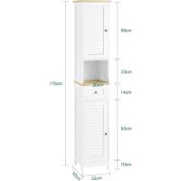 Armario para baño Alto Mueble Columna de Baño Estanterías de Baño con 2 Puertas y 1 Cajón Blanco FRG236-W ES - details 19