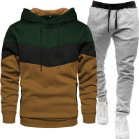 Sudadera de tres colores para hombre, traje deportivo informal de moda, Top con capucha de empalme, pantalones, traje de dos piezas, primavera y otoño - details 16