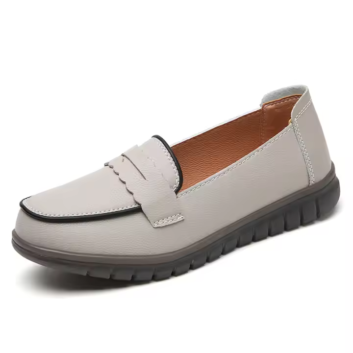 Mocasines de mujer informales en zapatos planos Zapatos náuticos de cuero suave elegantes y cómodos - 1