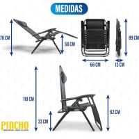 Jardín Exterior Plegable de Gravedad Cero Sillas Reclinables o Hamacas para Playa, Terraza y Camping con Portavasos, Ligeras y Cómodas (Negro) - details 1