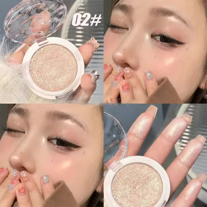 Paleta de polvo resaltador de brillo nacarado, maquillaje brillante para cara y cuerpo, brillo dorado, maquillaje de contorno Natural - 1