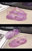 Zapatos de princesa de gelatina con suela blanda y punta abierta, zapatos de playa romanos huecos y transpirables - details 34