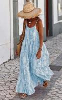 Nuevo vestido largo bohemio de verano para mujer, falda con tirantes estampada a la moda para vacaciones en la playa para mujer - details 5