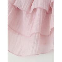 Minivestido de mujer, cuello en U, tirantes finos, estampado de flores en 3D, manga larga, cintura media, color sólido, plisado, con volantes, - details 10