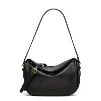 2025 Nuevo bolso de hombro con textura arrugada para mujer - Correa ajustable, herrajes en tono dorado, cierre de cremallera, negro, diseño minimalista elegante para desplazamientos y viajes, bolso elegante, bolso moderno, construcción duradera, bolso de - details 1