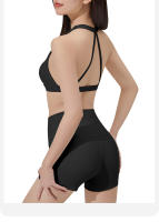 Sostén deportivo con almohadillas para el pecho, espalda hermosa, sujetador de tiras delgadas para pilates y fitnessbraConjunto de yoga con camiseta sin mangas y shorts que levantan los glúteos - details 20