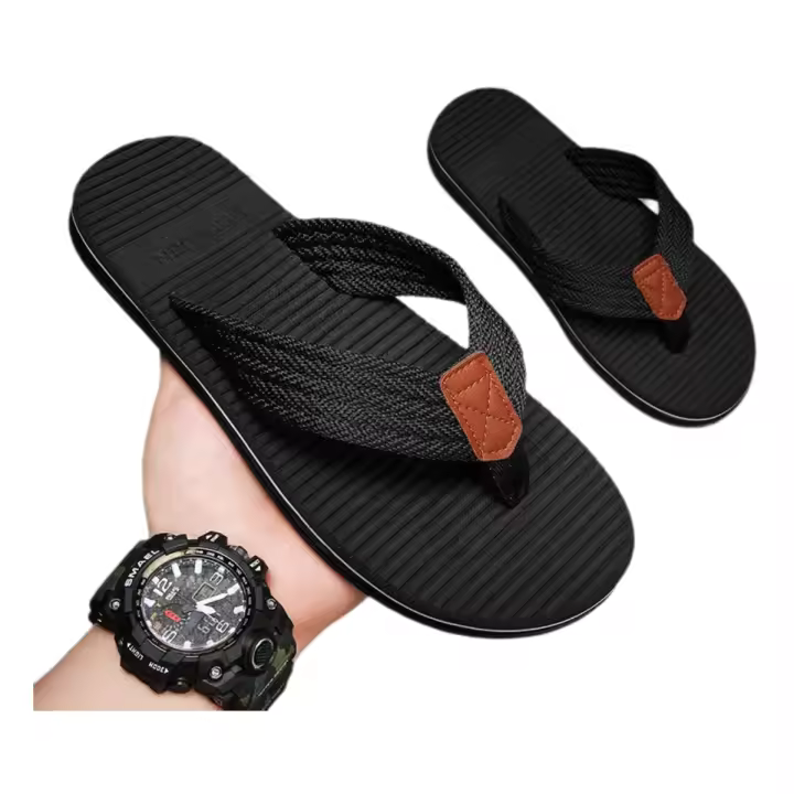 Zapatillas con letras a la moda para hombre, zapatillas de playa de verano con parte inferior de goma para exteriores, zapatos geniales, estilo informal para hombres jóvenes - 1
