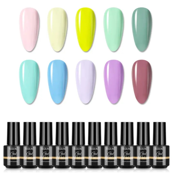 Rosalind-Juego de esmaltes en Gel para uñas, 6/8/10/24 piezas, semipermanentes, UV, Kit de esmalte de Gel Hybird para arte de uñas, Base mate, capa superior, imprimación - 1