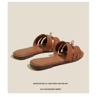 Sandalias Planas Casuales para Mujer Punta Abierta, Diseño Romano Tejido, Tacón Antipé, Moda de Verano/Primavera, Adecuado para Vestidos, Playa, Apartamento - details 11