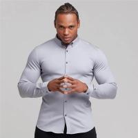 Camisas ajustadas para hombres de negocios juveniles, ropa Formal profesional sin hierro, Color sólido, guapo - details 11