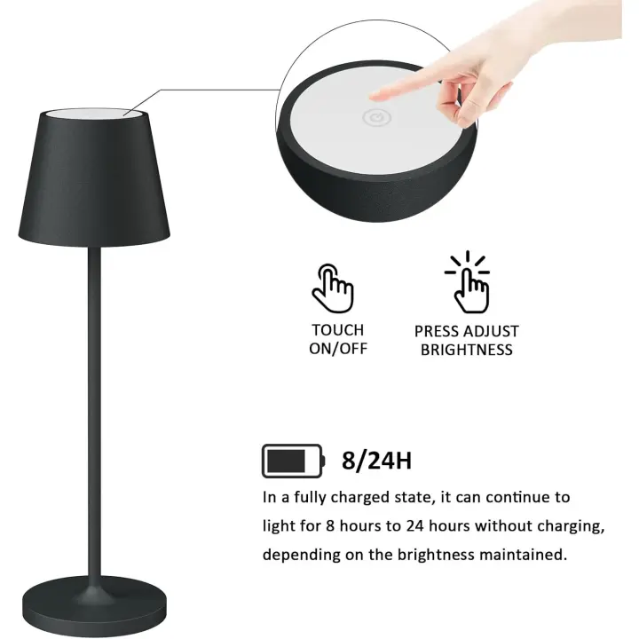 Lámpara de escritorio LED con batería Regulable 3000K Color de luz cálida recargable para Adecuado para interiores y exteriores Lámpara portátil de carga USB Blanco. - 1