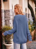Suéter elegante de punto para mujer, jersey básico con bolsillo y cuello redondo, holgado, Vintage, otoño e invierno, 2023 - details 18
