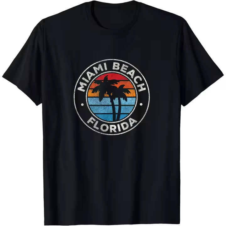 Camiseta para hombre con gráfico retro de los años 70 de Miami Beach Florida FL - 1