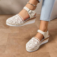 Sandalias de Mujer Talla Grande Nuevo Estilo Exterior Yute Encaje Casual Una Tira Punta Cerrada Suela Gruesa Plataforma - details 9