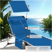 Tumbona Jardín Exterior de Aluminio, Tumbona Plegable con Reposacabezas, Parasol y Bolsillo Lateral, Tumbona Playa Reclinable en 6 Posiciones, Tumbona Piscina Resistente a Intemperie - Gris - details 36
