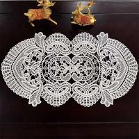 Mantel ovalado de ganchillo blanco de campo Vintage, juego de té para mesa de comedor de cocina, sala de estar, oficina, TV, armario de pared, Antip - details 8