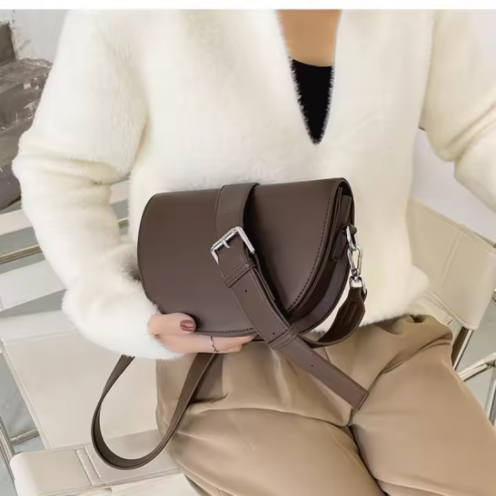 Bolso Pequeño Bolso De Mujer 2025 Primavera Nueva Moda Correa De Hombro Ancha Bolso De Sillín Cruzado De Un Solo Hombro - 1