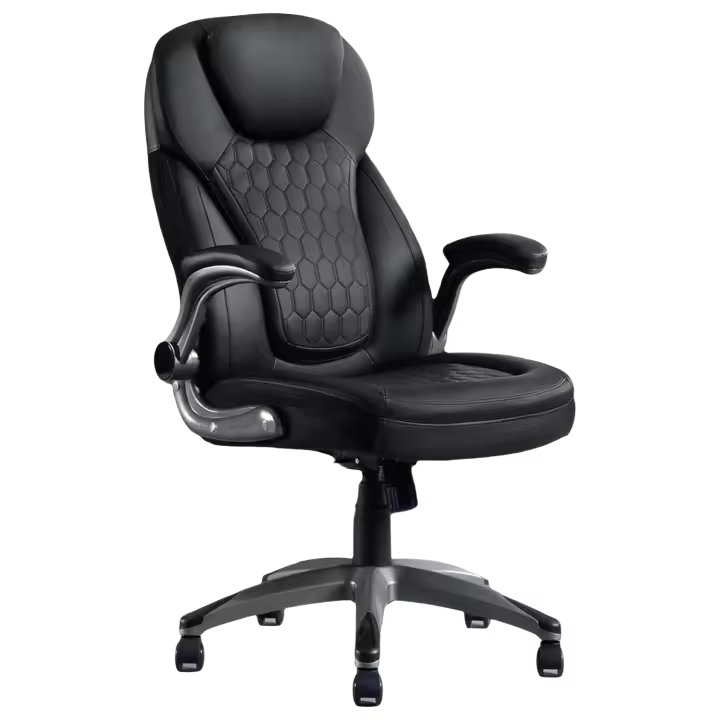 Silla de Oficina Ejecutiva Ergonómica Altura Ajustable, Resalto Alto, Brazos, Ruedas, Negro - 1