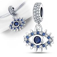 Pulsera de plata de ley 925 para mujer, amuleto de ojo místico, colgante con cuentas, Serie B, Ojo de zafiro, regalo nuevo, 2024 - details 6