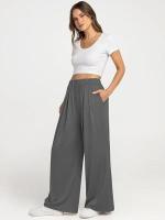 Pantalones de Moda para Mujer de Cintura Alta y Sólida Pantalones Anchos para Primavera Otoño - details 1