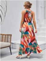 Vestido de Fiesta de Denim Cuello Halter para Mujer, Vestido Largo Ajustado, Moda de Baile, Traje de Verano sin Mangas - details 0