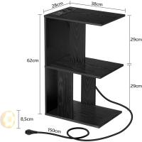 Estación de carga, mesa auxiliar con puertos USB y enchufes, mesa auxiliar para espacios pequeños, para dormitorio, salón blanco - details 11