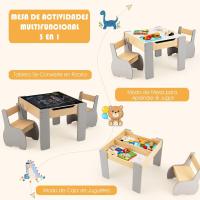 Juego de mesa y silla infantil 4 en 1, mesa infantil de madera con 2 sillas, manualidades, dibujo, lectura, mesa infantil con almacenamiento, pizarra desmontable para guardería (verde) - details 11