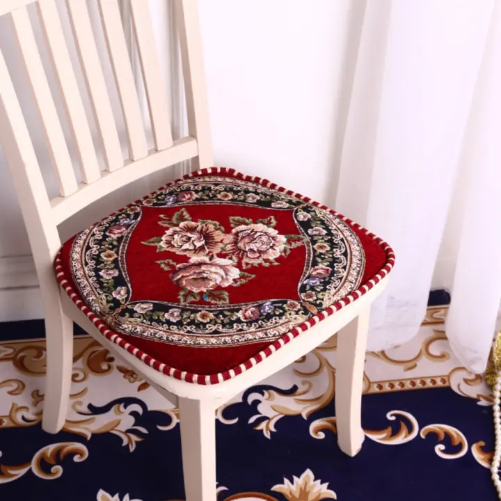 Cojín para silla de comedor de chenilla, tapete de asiento suave con patrón Floral, antideslizante, desmontable, bordado, para las cuatro estaciones - 1